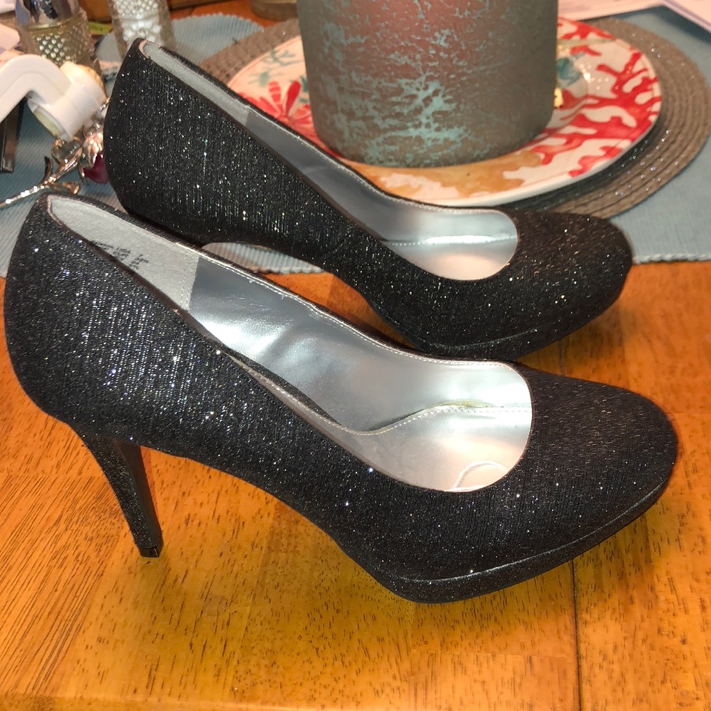 Black sparkly heels
